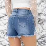 Frauen kurz Jeans GCE7036 Blau Gesicht