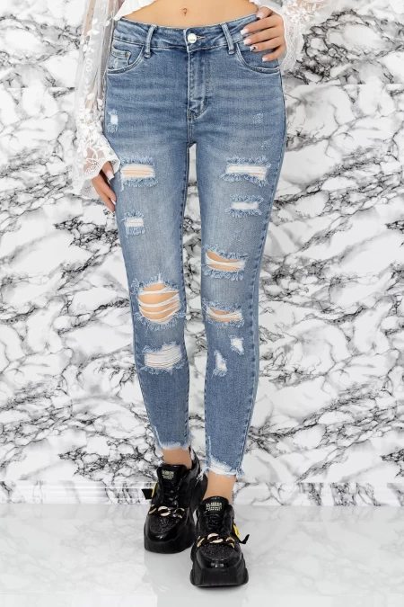 Frauen Jeans S0200-4 Blau Gesicht