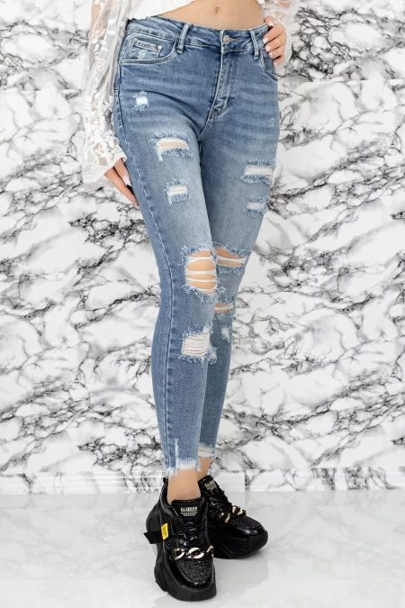 Frauen Jeans S0200-4 Blau Gesicht