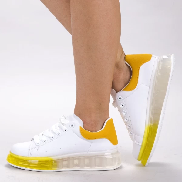 Frauensportschuhe ykq195 White-Yellow | Mei