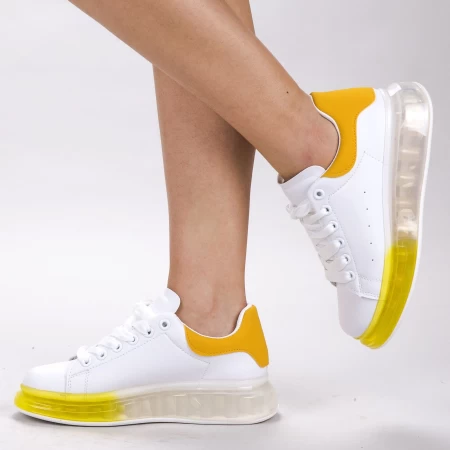 Frauensportschuhe ykq195 White-Yellow | Mei