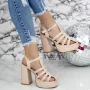 Sandalen mit einer dicken Ferse- und FLD-1-Beige-Plattform Mei