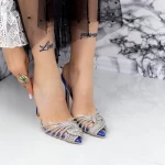 Sandalen mit einer dünnen Ferse JY-32 Blau Mei