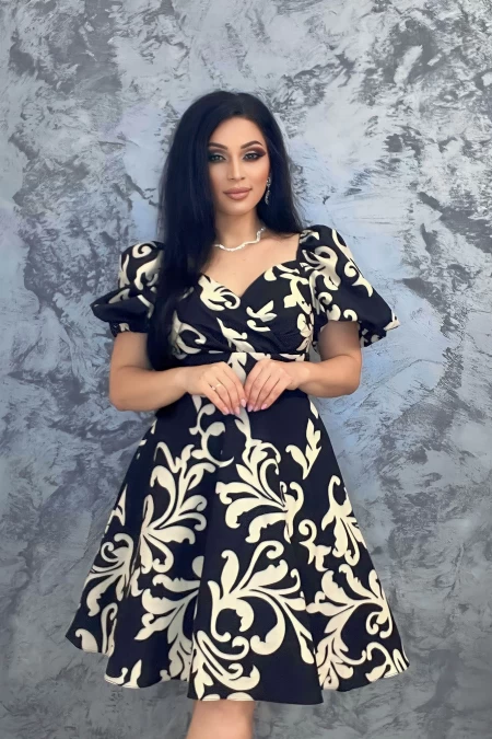 Frauenkleid 76458 Black-Beży Kikiriki