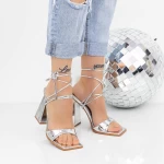 Sandalen mit dickem 2Kv73 Silber Mei