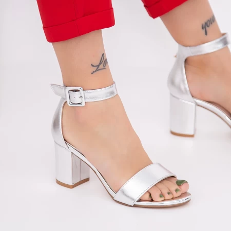 Sandalen mit einem dicken Ferse xkk230 Silber Mei
