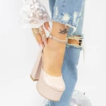 Fette Absätze und 2KV89 Beige Schuhe Mei