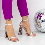 Sandalen mit dicken 2Kv70 Silber Heels Mei
