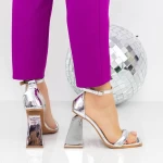 Sandalen mit dicken 2Kv70 Silber Heels Mei