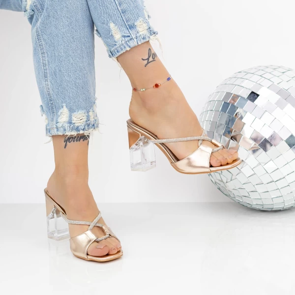 Damenschuhe mit einem dicken Absatz 2xkk21 Champagner | Mei