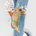 Sandalen mit einem dünnen Absatz 2KV82 Turquoise | Mei