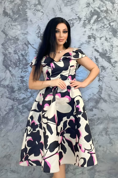 Frauenkleid 76496 Black-Beży Ryori