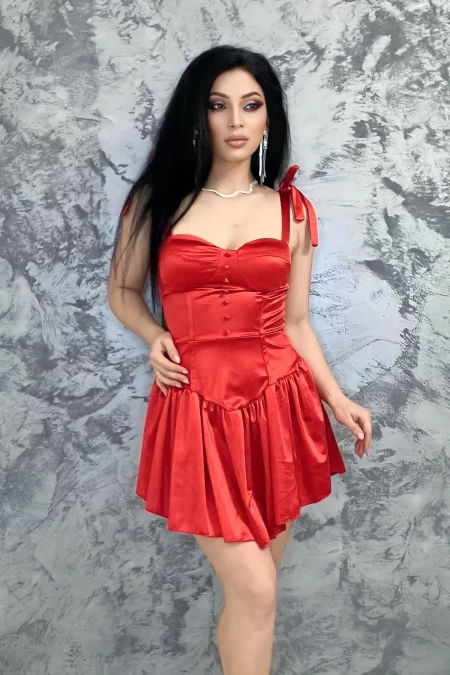 Frauenkleid 10564 rot Kikiriki