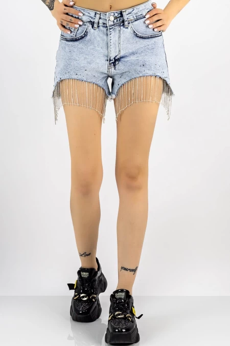 Kurzjeans von Frauen Sh127-24 hellblau Gesicht
