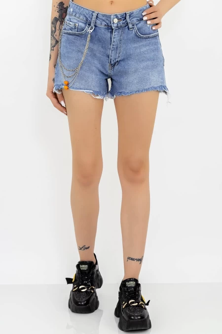 Kurzjeans von Frauen Sh107-34 Blau Gesicht