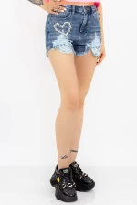 Frauen kurze Jeans JK5026 Blau Gesicht