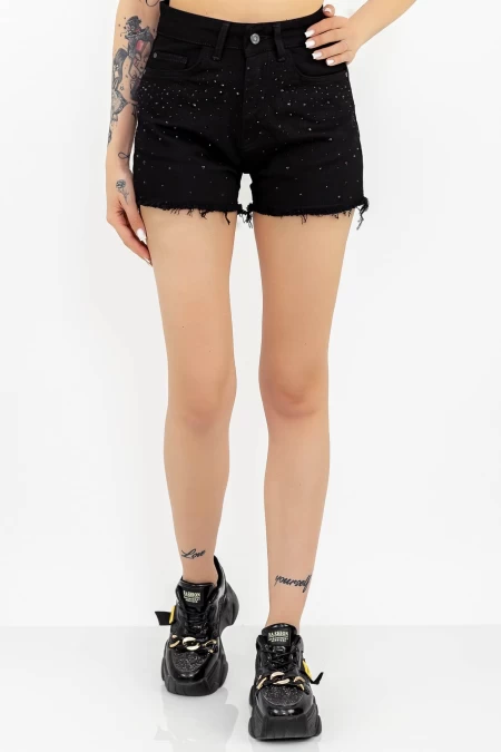 Frauen kurze Jeans SH131-1 Schwarz | Gesicht