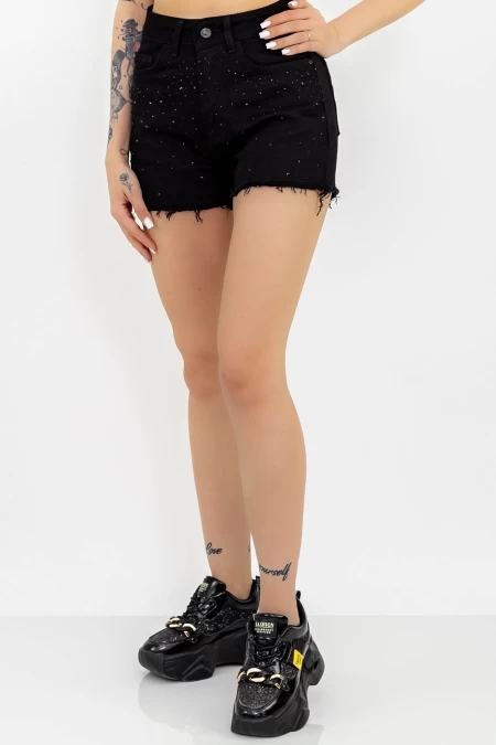 Frauen kurze Jeans SH131-1 Schwarz | Gesicht