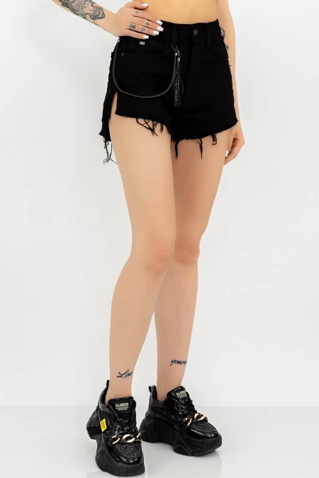 Frauen kurze Jeans SH112-1 Schwarz | Gesicht