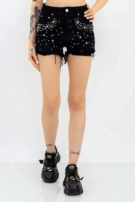 Damen Short Jeans A65017 Black | Gesicht