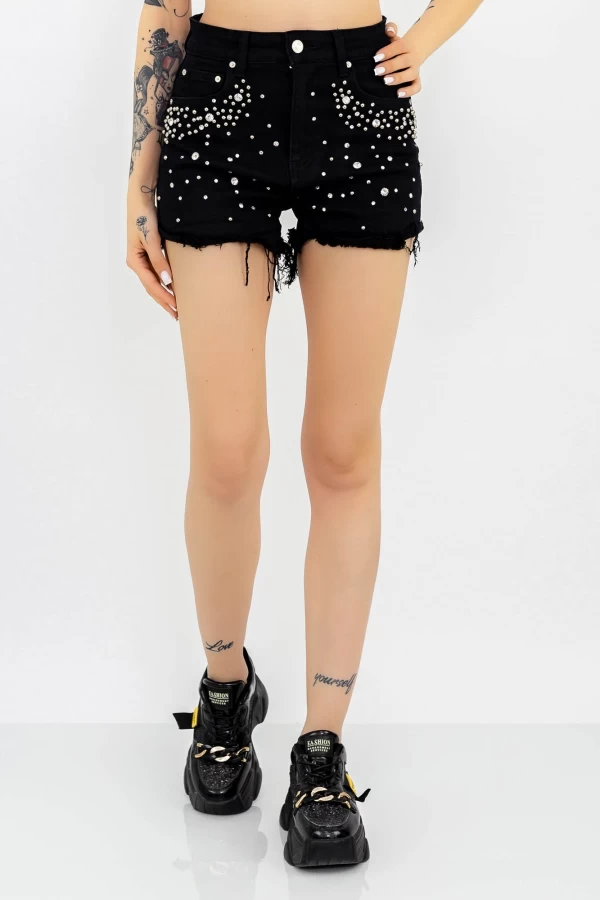 Damen Short Jeans A65017 Black | Gesicht