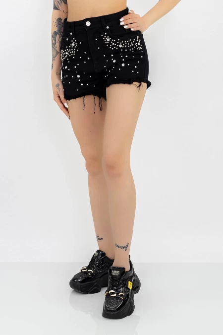 Damen Short Jeans A65017 Black | Gesicht