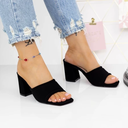 Damenflip Flops mit dicker Ferse 2LE12 Schwarz | Mei