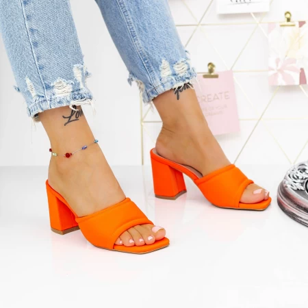 Damenschuhe mit einer dicken Ferse 2le12 Orange Mei