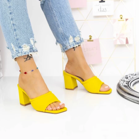 Damenschuhe mit einer dicken Ferse 2le12 Gelb Mei