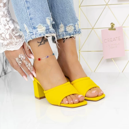 Damenschuhe mit einer dicken Ferse 2le12 Gelb Mei