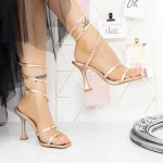 Sandalen mit einer dünnen Ferse QL-1 Champagner | Mei