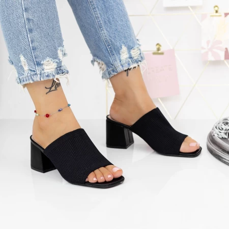 Damenschuhe mit einer dicken Ferse M325-1 Schwarz | Mei