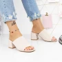 Damenschuhe mit einem dicken Absatz M325-1 Beige Mei