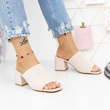Damenschuhe mit einem dicken Absatz M325-1 Beige Mei