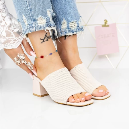 Damenschuhe mit einem dicken Absatz M325-1 Beige Mei