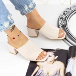 Damenschuhe mit einem dicken Absatz M325-1 Beige Mei