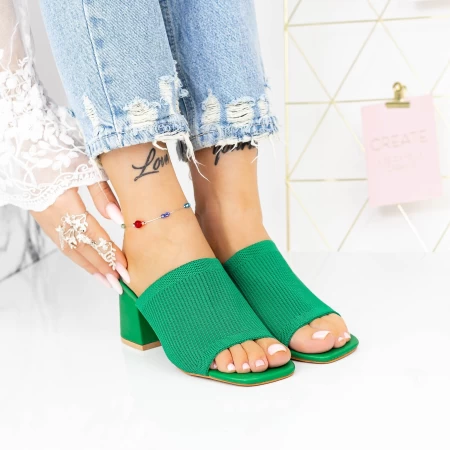 Damenschuhe mit einem dicken Ferse M325-1 Grün Mei