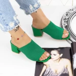 Damenschuhe mit einem dicken Ferse M325-1 Grün Mei