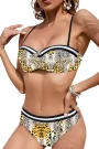 Badeanzug der Frauen, 2 Stücke SD-11112 Schlangen-Szary | Top Schwimmen