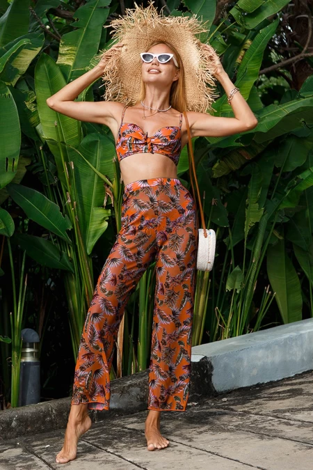 Frauenbadeanzug, 3 Stück SD-1209 Orange Top Schwimmen