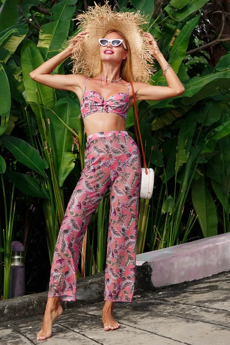 Frauenbadeanzug, 3 Stück SD-1209 Pink | Top Schwimmen
