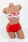 Frauenbadeanzug, 2 Teile F28 Weiß und Rot Meina