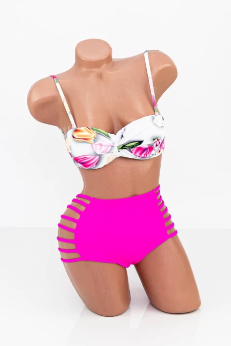 Frauenbadeanzug, 2 Teile F28 White-Fuksia Meina