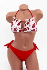 Frauenbadeanzug, 2 Teile F62 Weiß und Rot Meina