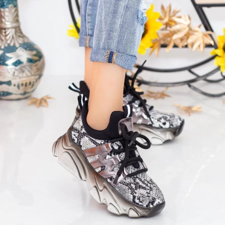 Sportschuhe auf der SZ232-Plattform Czarny-Gunmetal | Mei