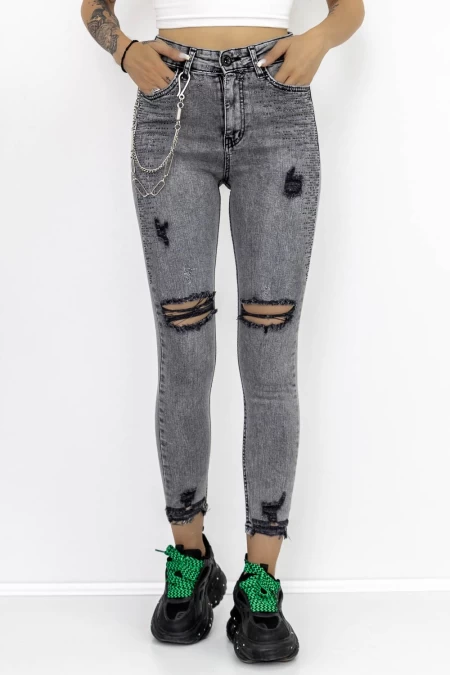 Frauen Jeans 50278 Grau Gesicht