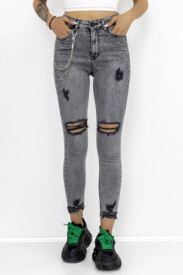 Frauen Jeans 50278 Grau Gesicht