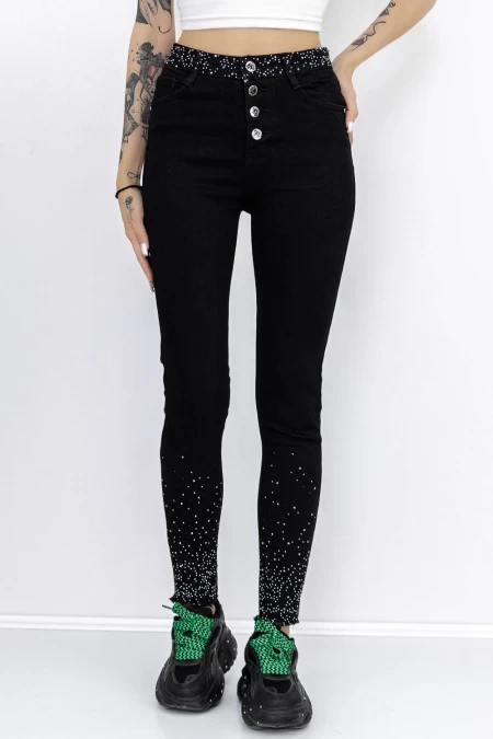 Frauen GH7607A Schwarze Jeans Gesicht