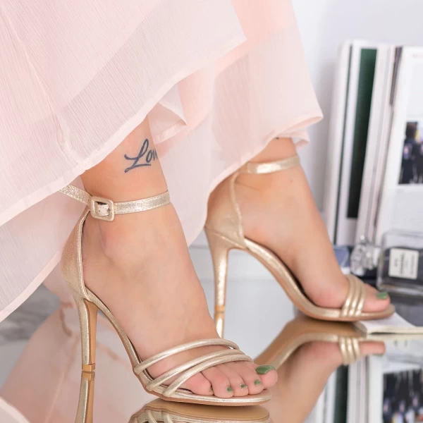 Sandalen mit einer dünnen Ferse yxd7a Gold Mei