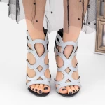 Sandalen mit einem dicken Ferse Kv38a Silber Mei